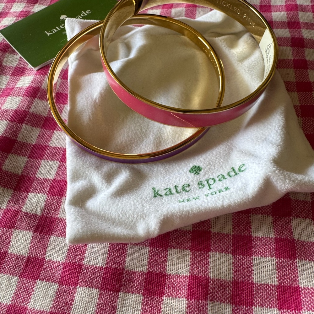 Kate Spade Pink and Purple Gold Bangles Set Y2K